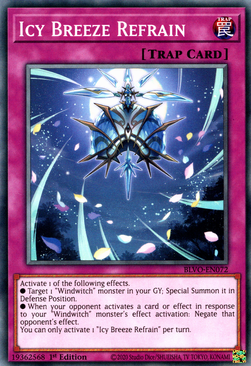 Icy Breeze Refrain, Blazing Vortex Premiere! promotional card · BLVO-EN072