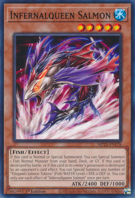 Infernalqueen Salmon, 25th Anniversary Tin: Dueling Heroes Mega Pack · MP23-EN178