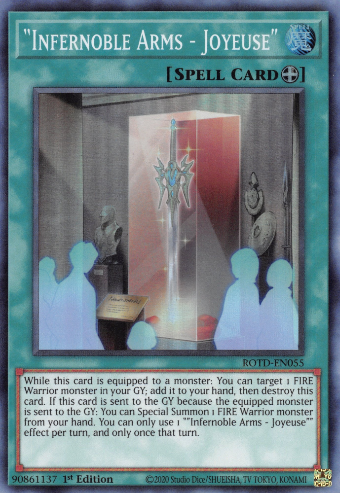 "Infernoble Arms - Joyeuse", Rise of the Duelist Premiere! promotional card · ROTD-EN055