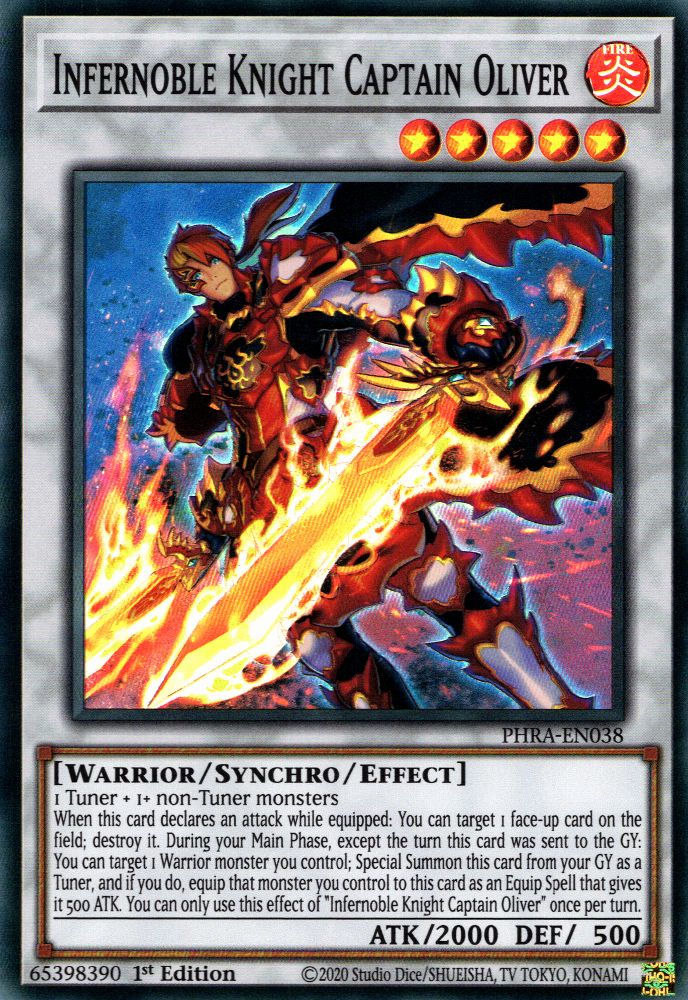 Infernoble Knight Captain Oliver, Phantom Rage Premiere! promotional card · PHRA-EN038