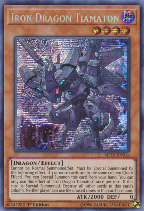 Iron Dragon Tiamaton, 2019 Gold Sarcophagus Tin Mega Pack · MP19-EN016
