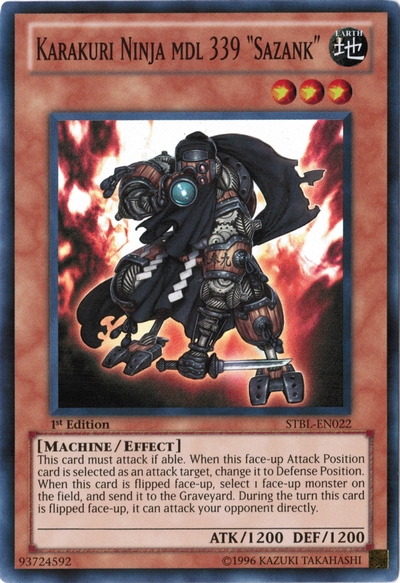 Karakuri Ninja mdl 339 "Sazank", Starstrike Blast Sneak Peek Participation Card · STBL-EN022