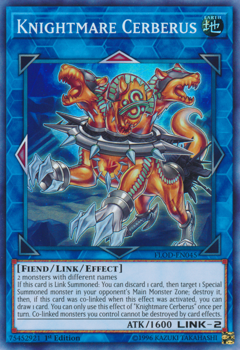Knightmare Cerberus, Flames of Destruction Sneak Peek Participation Card · FLOD-EN045