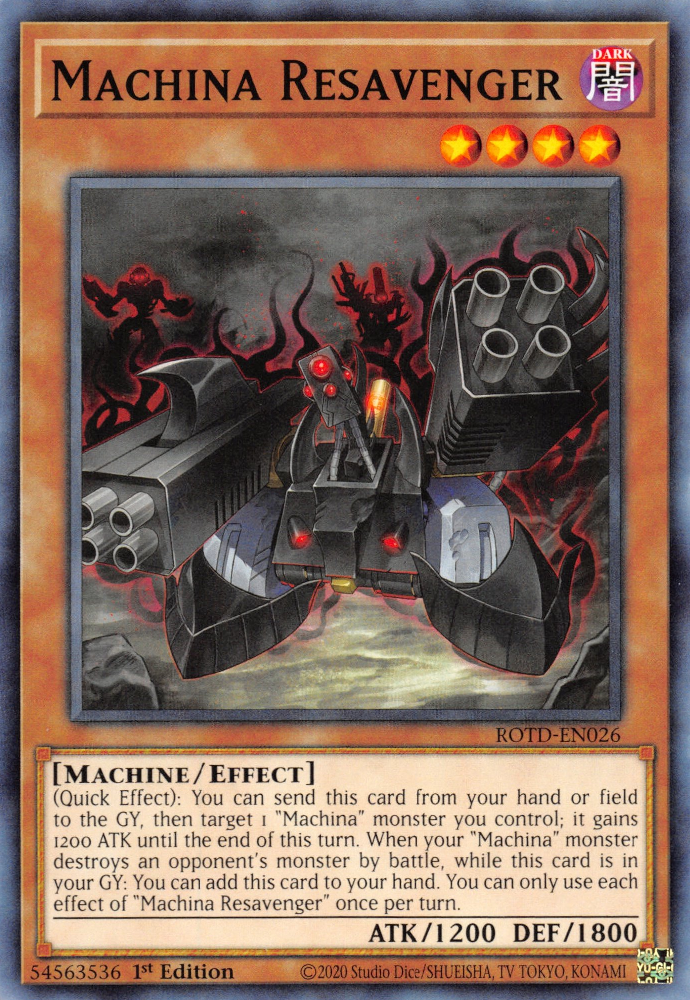 Machina Resavenger, Rise of the Duelist Premiere! promotional card · ROTD-EN026