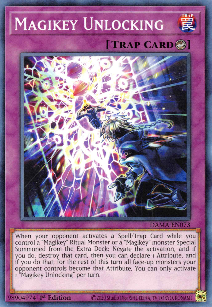 Magikey Unlocking, Dawn of Majesty Premiere! promotional card · DAMA-EN073