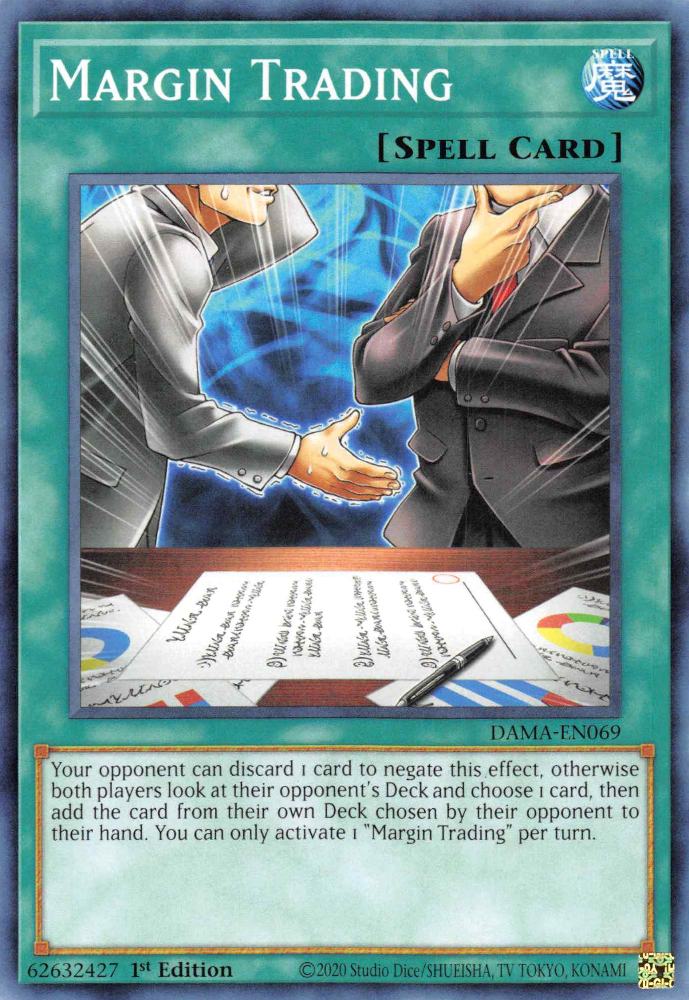 Margin Trading, Dawn of Majesty Premiere! promotional card · DAMA-EN069