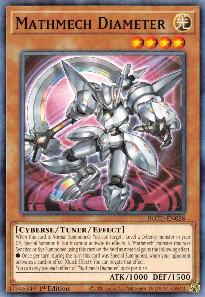 Mathmech Diameter, Rise of the Duelist Premiere! promotional card · ROTD-EN028