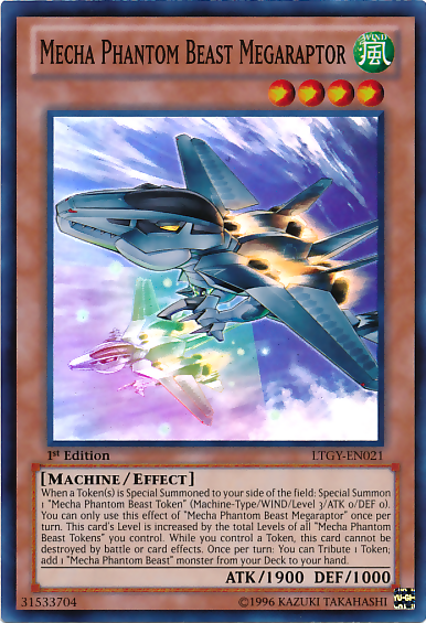 Mecha Phantom Beast Megaraptor, Lord of the Tachyon Galaxy Sneak Peek Participation Card · LTGY-EN021