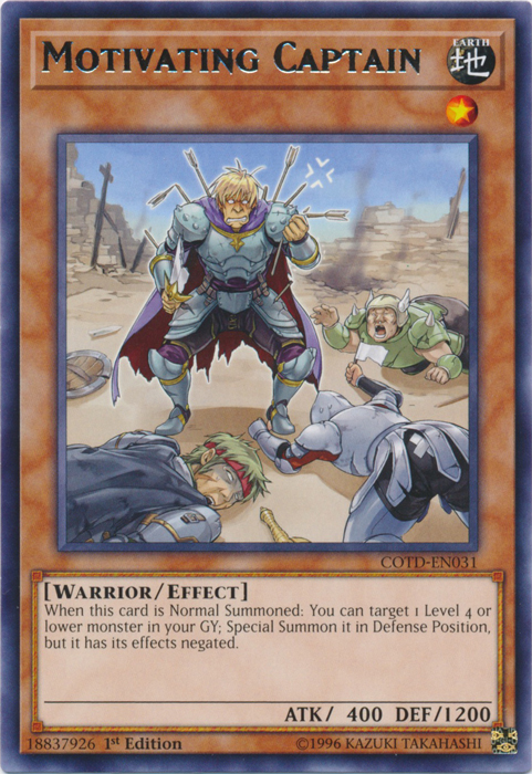 Motivating Captain, Code of the Duelist Sneak Peek Participation Card · COTD-EN031
