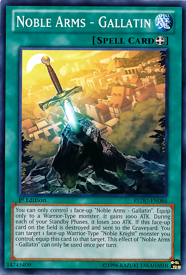 Noble Arms - Gallatin, Return of the Duelist Sneak Peek Participation Card · REDU-EN086