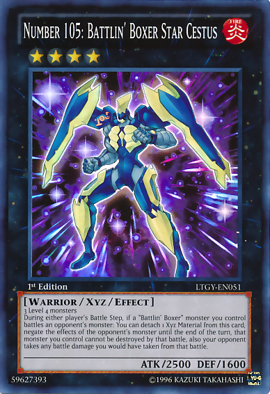 Number 105: Battlin' Boxer Star Cestus, Lord of the Tachyon Galaxy Sneak Peek Participation Card · LTGY-EN051