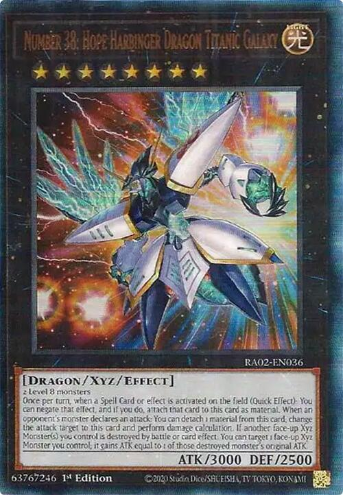 Number 38: Hope Harbinger Dragon Titanic Galaxy, 25th Anniversary Rarity Collection II · RA02-EN036