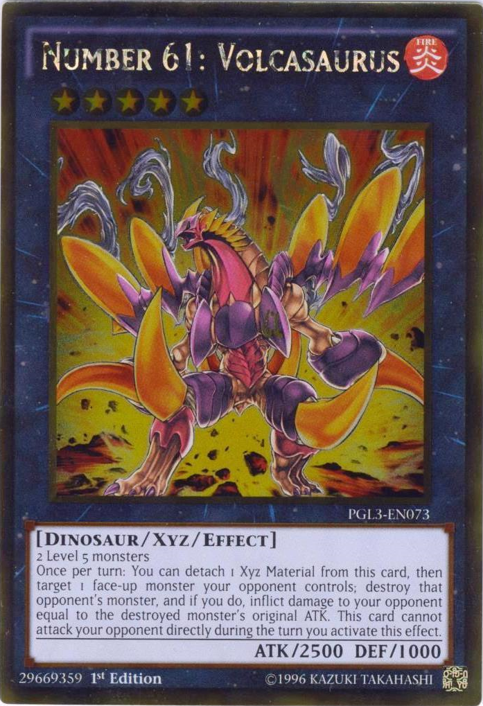 Number 61: Volcasaurus, Premium Gold: Infinite Gold · PGL3-EN073