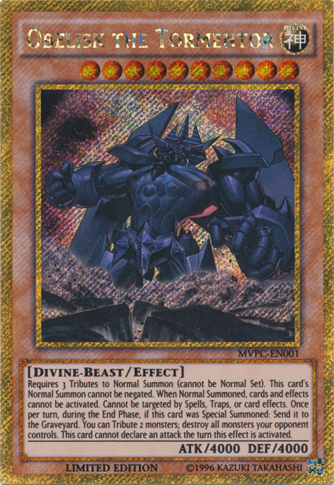 Obelisk the Tormentor, Yu-Gi-Oh! The Dark Side of Dimensions Theater distribution cards · MVPC-EN001