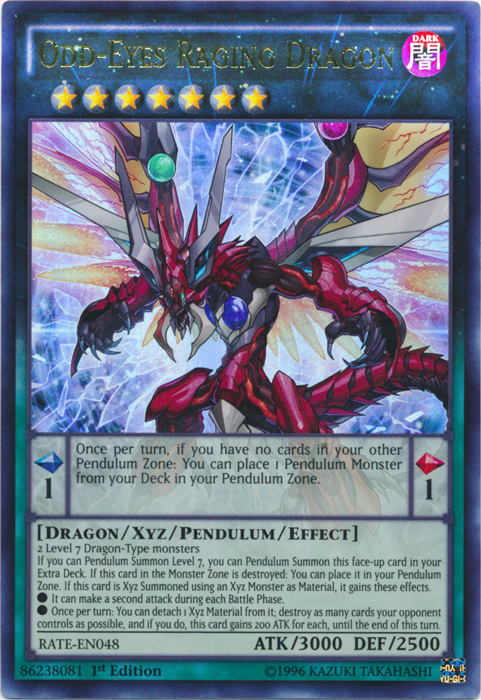 Odd-Eyes Raging Dragon, Raging Tempest Sneak Peek Participation Card · RATE-EN048