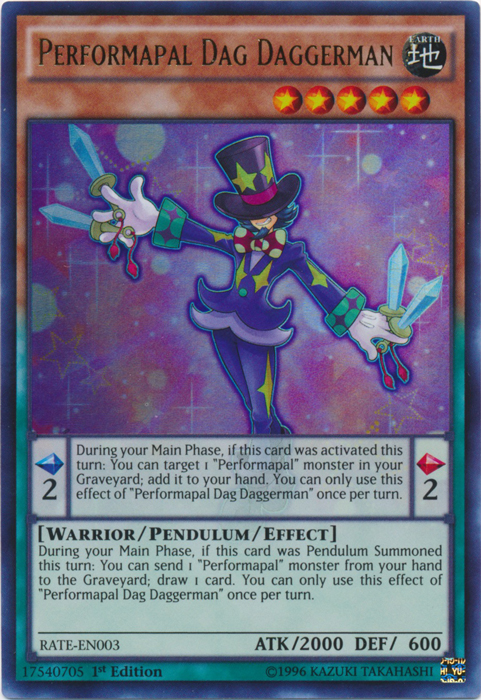 Performapal Dag Daggerman, Raging Tempest Sneak Peek Participation Card · RATE-EN003