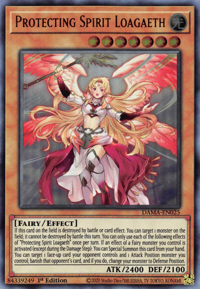 Protecting Spirit Loagaeth, Dawn of Majesty Premiere! promotional card · DAMA-EN025