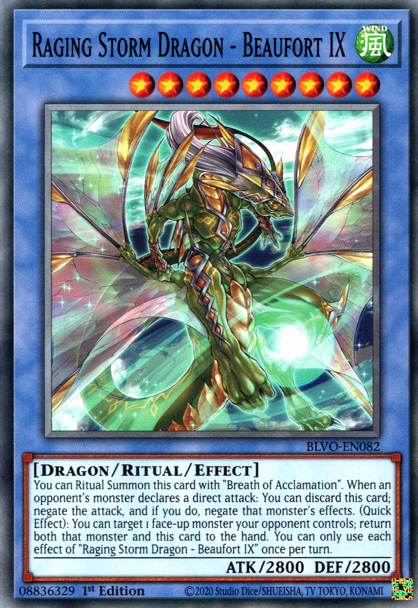 Raging Storm Dragon - Beaufort IX, Blazing Vortex Premiere! promotional card · BLVO-EN082