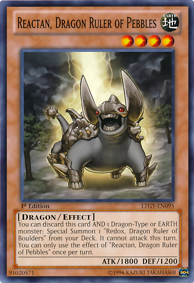 Reactan, Dragon Ruler of Pebbles, Lord of the Tachyon Galaxy Sneak Peek Participation Card · LTGY-EN095