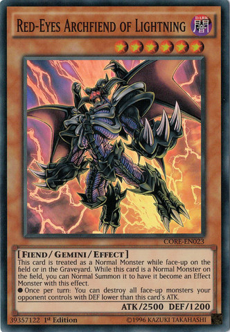 Red-Eyes Archfiend of Lightning, Clash of Rebellions Sneak Peek Participation Card · CORE-EN023