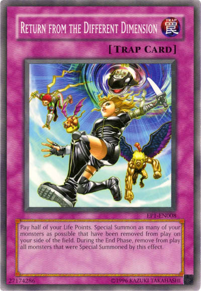 Return from the Different Dimension, Kids WB Duel of Destiny promotional card · EP1-EN008