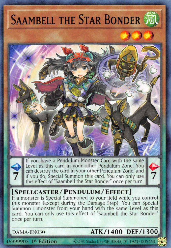 Saambell the Star Bonder, Dawn of Majesty Premiere! promotional card · DAMA-EN030