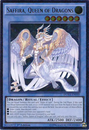 Saffira, Queen of Dragons, Duelist Alliance Sneak Peek Participation Card · DUEA-EN050