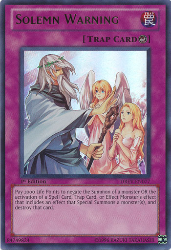 Solemn Warning, Duelist Revolution Sneak Peek Participation Card · DREV-EN077