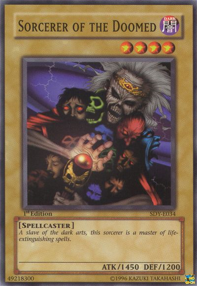 Sorcerer of the Doomed, Summoned Skull Sample promotional card · SDY-E034