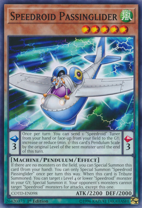 Speedroid Passinglider, Code of the Duelist Sneak Peek Participation Card · COTD-EN098
