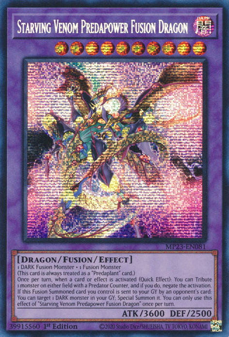 Starving Venom Predapower Fusion Dragon, 25th Anniversary Tin: Dueling Heroes Mega Pack · MP23-EN081
