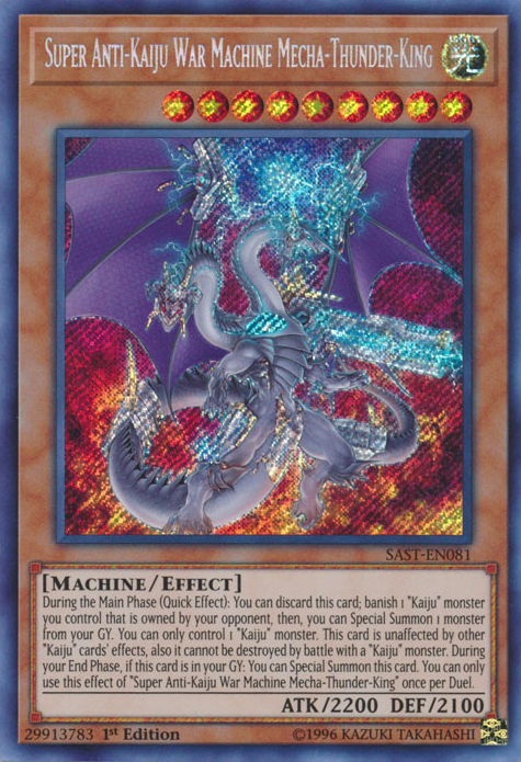 Super Anti-Kaiju War Machine Mecha-Thunder-King, Savage Strike Sneak Peek Participation Card · SAST-EN081
