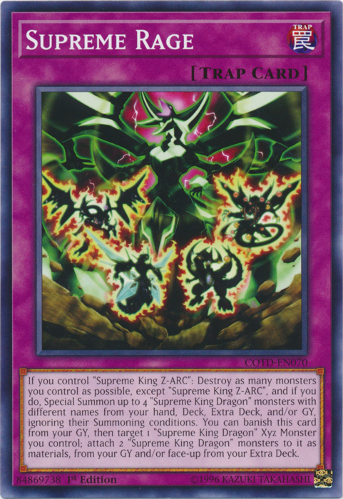 Supreme Rage, Code of the Duelist Sneak Peek Participation Card · COTD-EN070