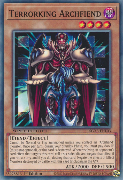 Terrorking Archfiend, Speed Duel GX: Duelists of Shadows · SGX3-ENE03