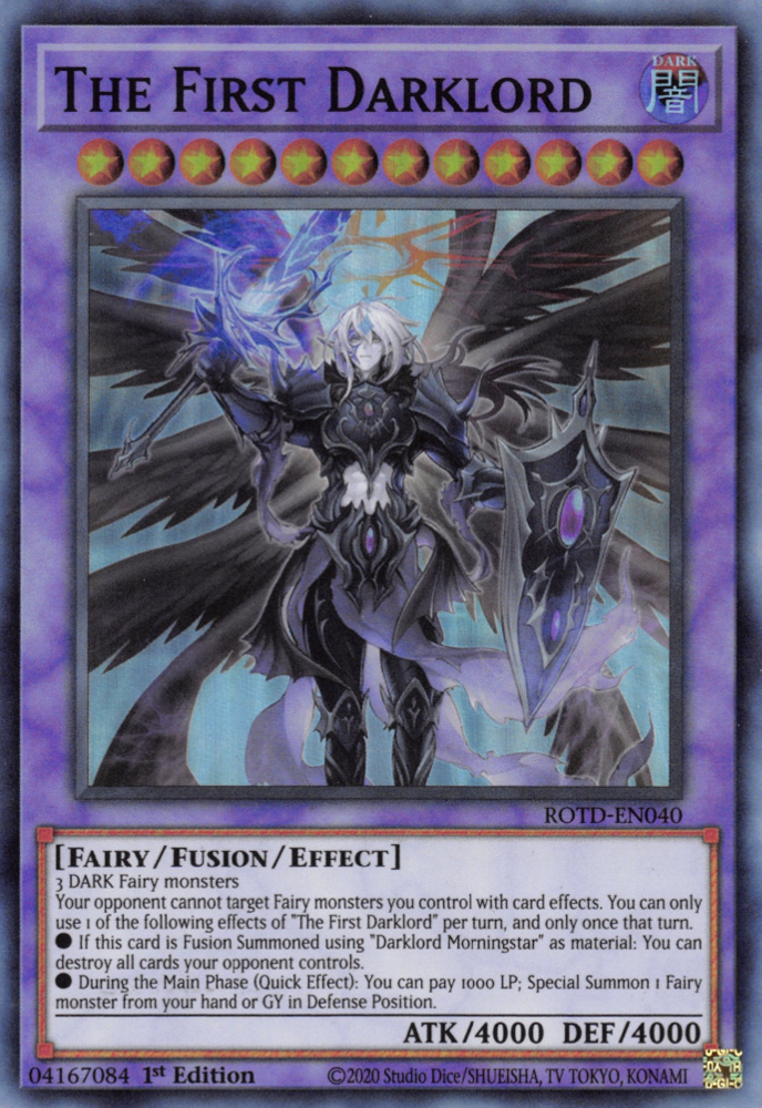 The First Darklord, Rise of the Duelist Premiere! promotional card · ROTD-EN040