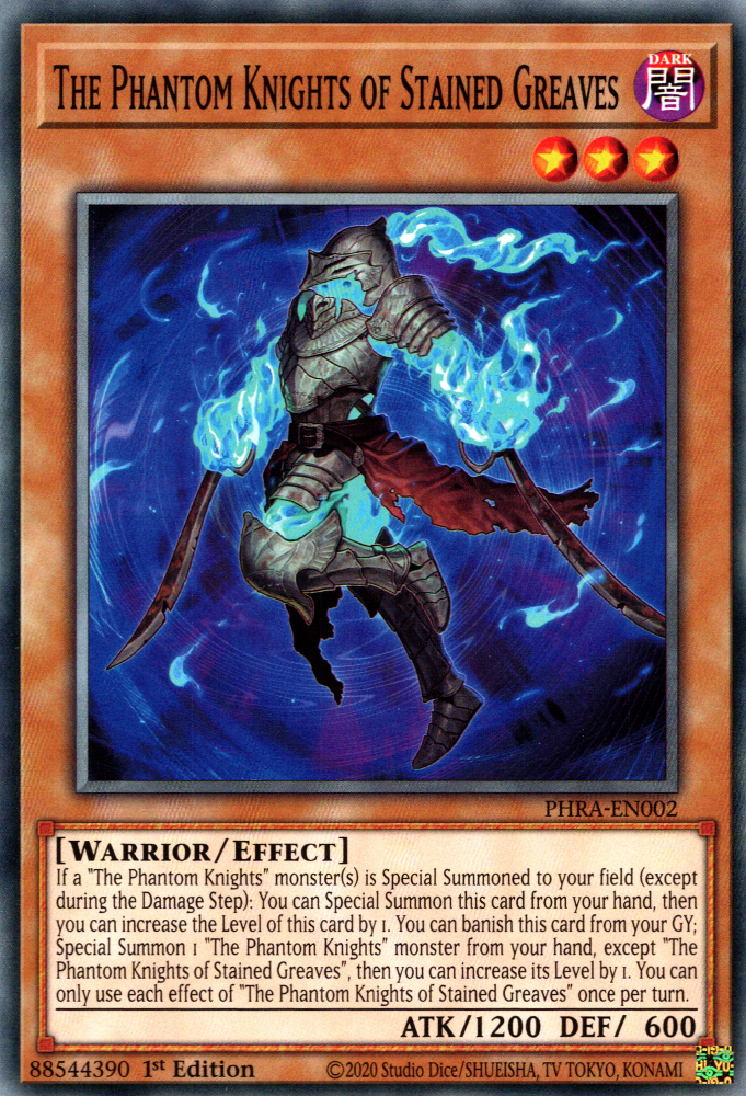 The Phantom Knights of Stained Greaves, Phantom Rage Premiere! promotional card · PHRA-EN002