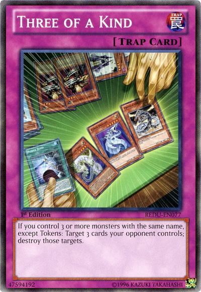 Three of a Kind, Return of the Duelist Sneak Peek Participation Card · REDU-EN077