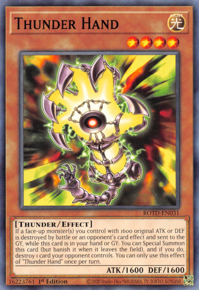 Thunder Hand, Rise of the Duelist Premiere! promotional card · ROTD-EN031