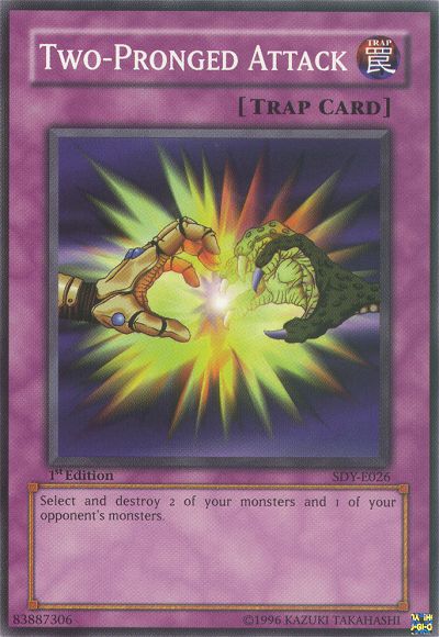 Two-Pronged Attack, Summoned Skull Sample promotional card · SDY-E026