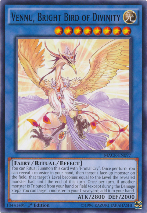 Vennu, Bright Bird of Divinity, Maximum Crisis Sneak Peek Participation Card · MACR-EN097
