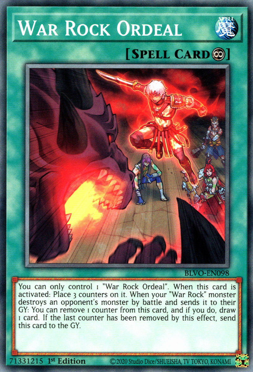 War Rock Ordeal, Blazing Vortex Premiere! promotional card · BLVO-EN098