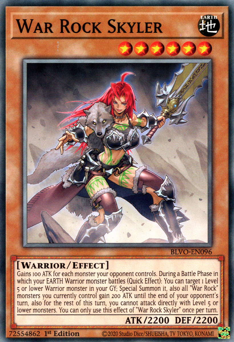 War Rock Skyler, Blazing Vortex Premiere! promotional card · BLVO-EN096
